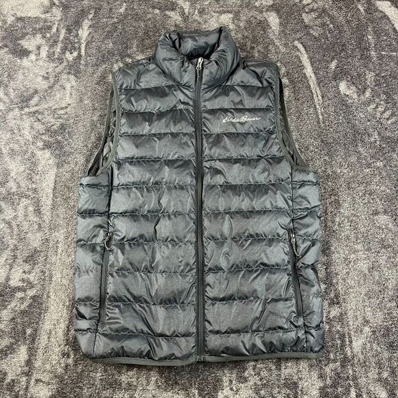 Eddie Bauer EB650 Down Puffer Vest Men's S Gray Sleeveless Full Zip Outdoor - Picture 1 of 9